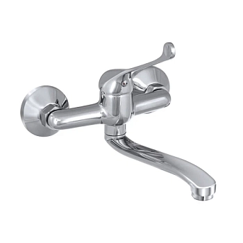 Смеситель для кухни настенный с хирургической ручкой Славен СЛ-ОД-Х24, хром