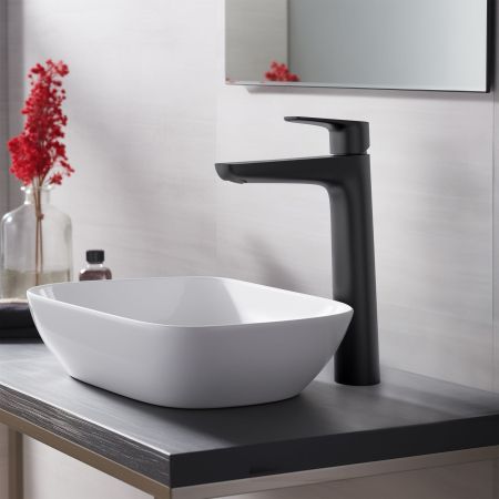 Смеситель для раковины 230, без донного клапана AQUATEK, матовый черный AQ1104MB БЕТТА, артикул AQ1104MB