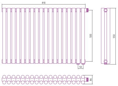 Отопительный радиатор ЭСТЕТ-11 н/ж EU50 500х810 / 18 сек (Матовое ЗОЛОТО)