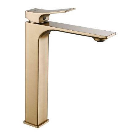 Смеситель для раковины высокий Shevanik S6111G, золотой сатин