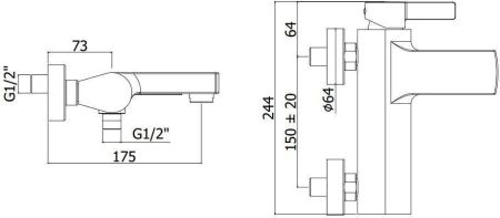 Смеситель для ванны с душем Paffoni Rock RO022ST, артикул RO022ST