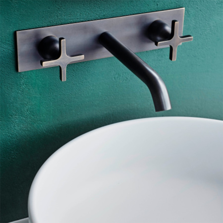 Agape Memory Настенный смеситель для раковины, излив: 150мм, цвет: сталь, артикул AMEM322BR