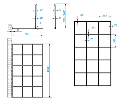 Ограждение MUZA T80 душевое Cerutti SPA без поддона (80x195), артикул MUZA T80