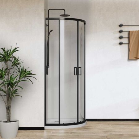 Душевые уголки Vincea Душевой уголок City VSQ-5CT900CLB, 900*900, черный матовый, стекло прозрачное ,, артикул VSQ-5CT900CLB