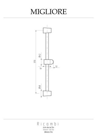 EKO Штанга душевая, с держателем, H55 cm., золото