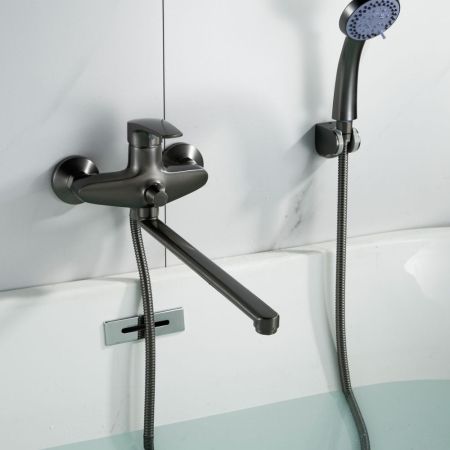 Смеситель для ванны Shevanik S5022T, оружейная сталь