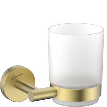 Стакан для ванной Lemark BELUGA подвесной, сталь, стекло, брашированное светлое золото (LMA-8035S-BRLG), артикул LMA-8035S-BRLG