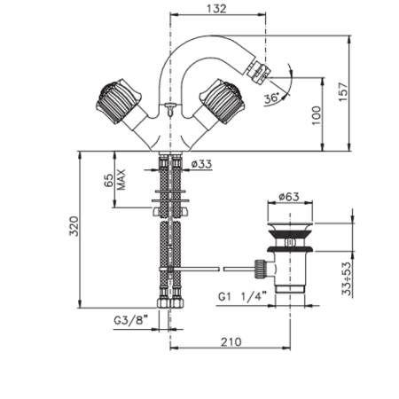 Nicolazzi Onice Смеситель для биде с поворотным изливом, излив: 132 мм, цвет: хром, артикул 2134CR09O