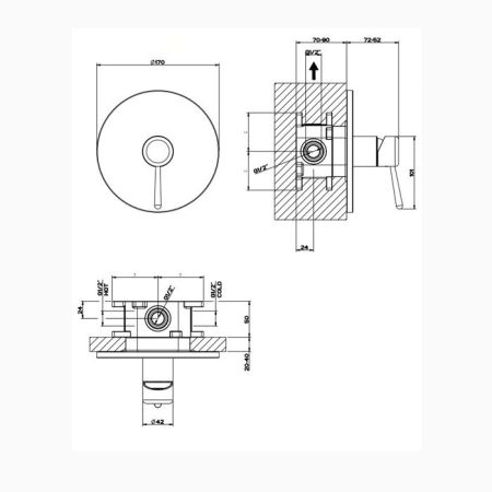 Gessi Goccia Встраиваемый однорычажный смеситель(внешние части), цвет: хром
