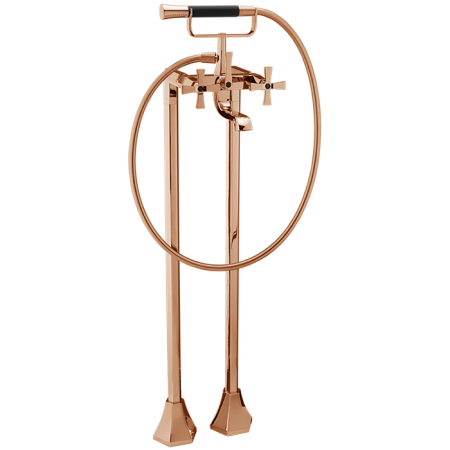 CISAL Cherie Напольный смеситель для ванны двухрычажный, с душевым комплектом, цвет розовое золото/черный
