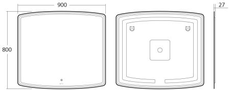 Gotland Зеркало с LED подсветкой, 900х800, артикул OWLM200400