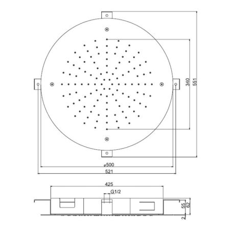 FIMA|Carlo Frattini Wellness Верхний душ Ø 500 мм., встраиваемый в потолок, нержавеющая сталь, цвет хром, артикул F2426CR