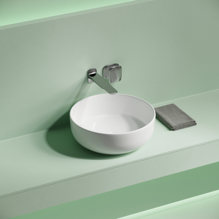 Раковина накладная Тайкан (Taycan), круглая, диаметр 375 мм, высота 140 мм, белая, артикул CN12003