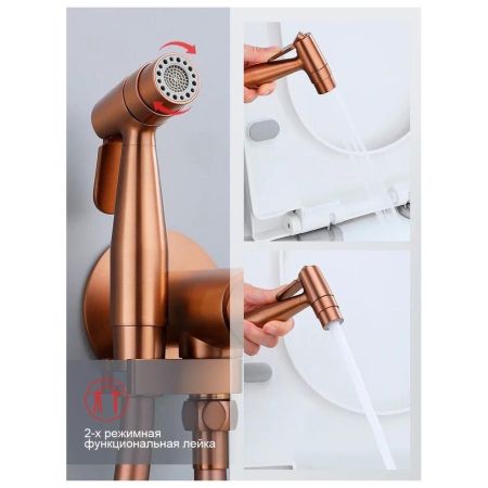Гигиенический душ со смесителем встраиваемый Raglo R20.54.33, матовая медь