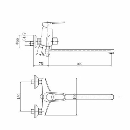 Смеситель для ванны FASHUN A2204, хром