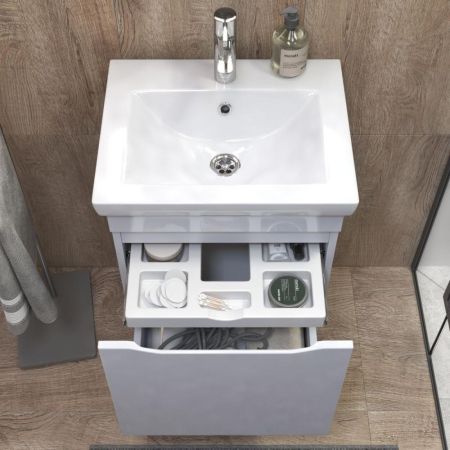 Тумба под раковину подвесная VIGO Grani 028 белый, 50 см, артикул 028 белый