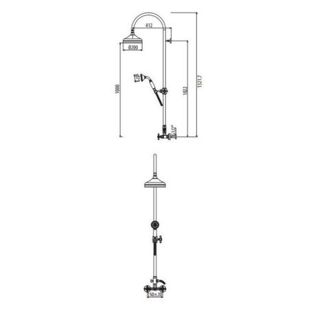 GATTONI TRD Душевая стойка, верхний душ Ø200 мм., смеситель, ручной душ, шланг, цвет хром, артикул TR078/18C0