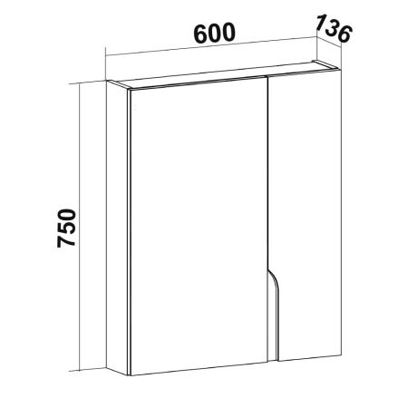 Зеркальный шкаф Runo  Стокгольм 60 (00-00001126), артикул 00-00001126