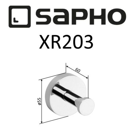 Крючок X-ROUND, одинарный 55x55x55 мм, хром, Sapho