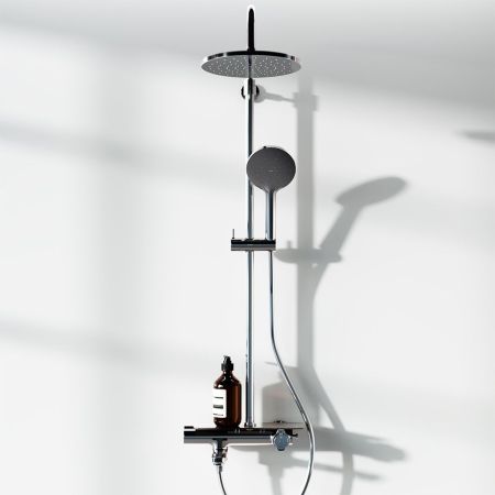 977760000 Jupiter душевая система с ванно-душевым ТМС смесителем-полкой, хром, артикул 977760000