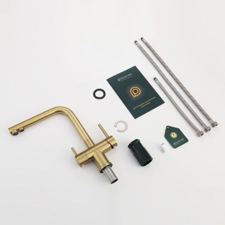 Смеситель для кухни с подключением фильтра Splenka S70.61.03, золотой сатин, артикул S70.61.03