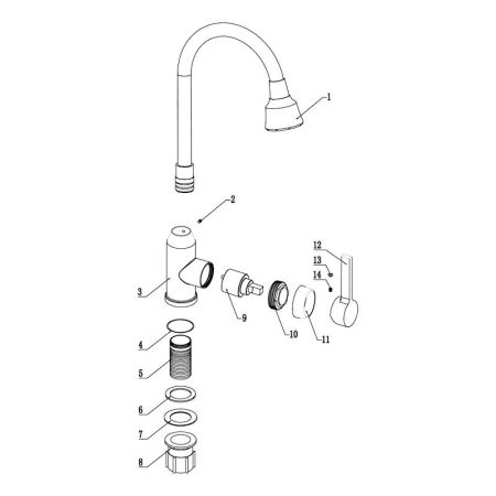 Смеситель для кухни с гибким изливом и режимом душ Fmark FS8266H-12, черный/бежевый