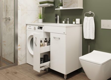 Тумба Onika Нави 60 напольная, под стиральную машину, белая (ум.Onika 120), артикул 106021