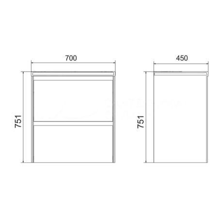 Тумба под раковину подвесная Velvex Klaufs tp.KLA.COM.70.2Y, 70 см, артикул tp.KLA.COM.70.2Y