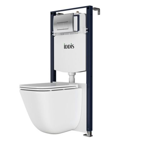 Комплект 3в1: подвесной унитаз, инсталляция и клавиша смыва хром IDDIS Basic (BASTQ01i73), артикул BASTQ01i73