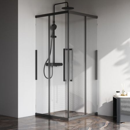 W84G-403-9090-BТ Душевое ограждение Func Square Slide 90х90, черный, прозрачное