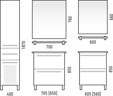 Зеркало с полкой "Мирэль 70"