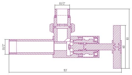 Вентиль угловой (крест) G 1/2" НР х G 1/2" НР (Состаренная ЛАТУНЬ)