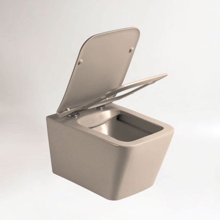 Унитаз подвесной Q-Line VT1-12MC безободковый, цвет капучино мат., ультратонкое soft close сиденье, артикул VT1-12MC