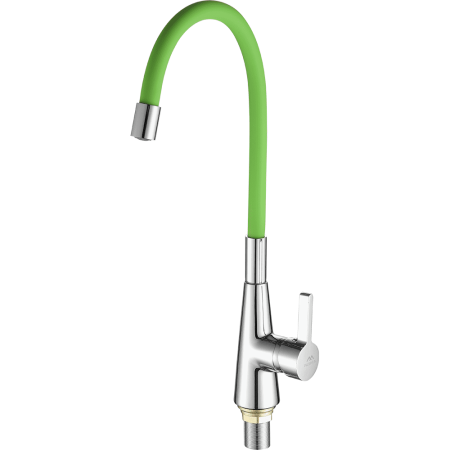 Смеситель для кухни с гибким изливом FASHUN A4153+B05, хром/зеленый