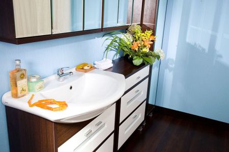 Тумба под раковину Бриклаер Бали 75 Венге Белый глянец