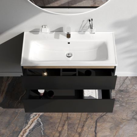 M85AFHX1002BM X-Joy, База под раковину, подвесная, 100 см, 2 ящика, черный матовый, артикул M85AFHX1002BM