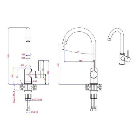 Смеситель для кухни GranFest 3650, хром