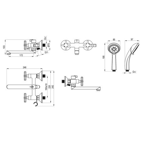 Смеситель Rossinka универсальный (RS39-85), артикул RS39-85