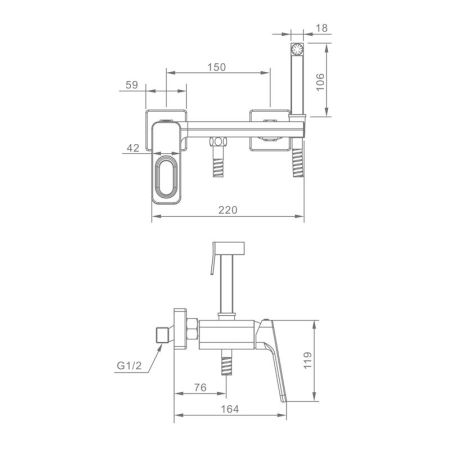 Гигиенический душ со смесителем Raglo R51.51.06, черный