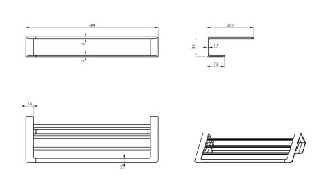 Полотенцедержатель с полкой WONZON & WOGHAND, Хром (WW-V2901-CR), артикул WW-V2901-CR