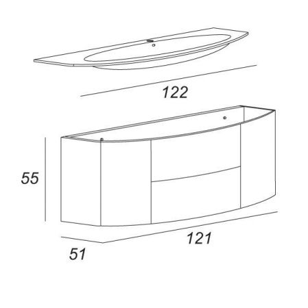 Тумба под раковину Cezares Eden 121 54408 подвесная Rovere Scuro Soft