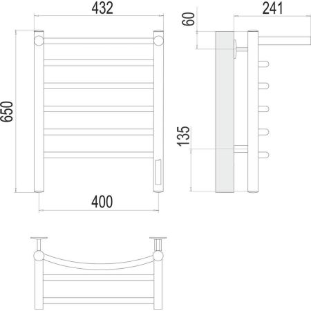 Полотенцесушитель электрический с полкой Terminus Классик П6 40х65, артикул 4670078531384