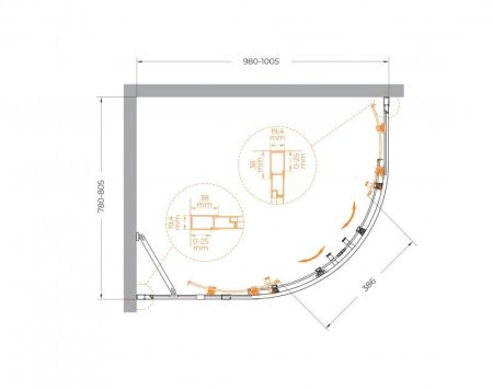 MOLVENO-RH-2-130/100-C-BORO-IV Душевой уголок, артикул MOLVENO-RH-2-130/100-C-BORO-IV