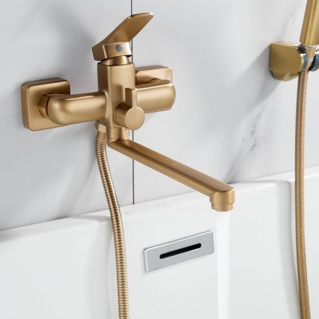 Смеситель для ванны Shevanik S9902G, золотой сатин, артикул S9902G