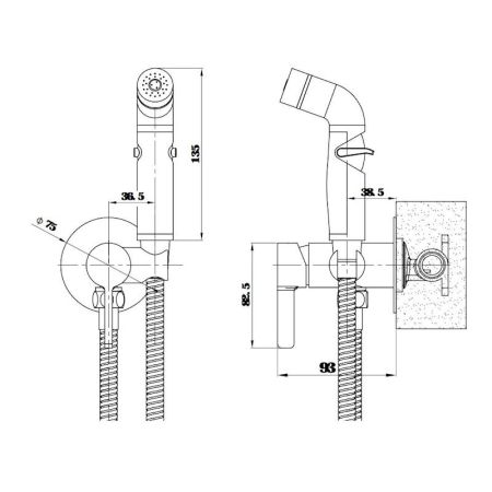 Гигиенический душ со смесителем встраиваемый ESKO SMHSC, хром, артикул SMHSC