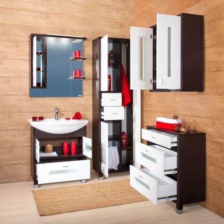 Комод для ванной Бриклаер БАЛИ 71 см, венге/белый