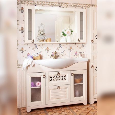 Комплект мебели для ванной Бриклаер КАНТРИ 120K, бежевый, артикул КАНТРИ 120K