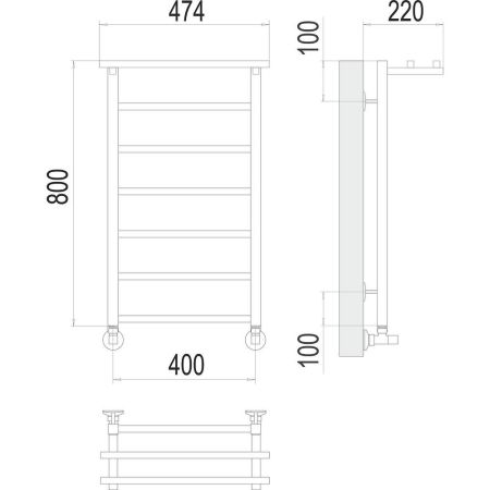 Полотенцесушитель водяной с полкой Terminus Контур П7 40х80, артикул 4670078529701