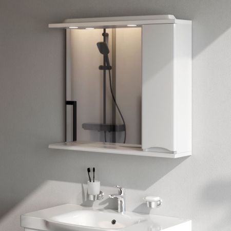 M80MPR0801WG Like, зеркало, частично-зеркальный шкаф, 80 см, с подсветкой, правый, белый, глянец, шт, артикул M80MPR0801WG