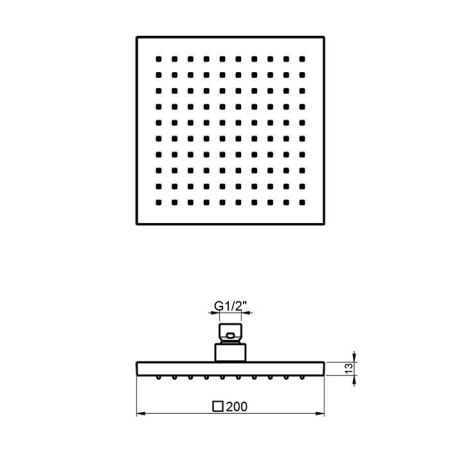 Almar EcoAir SQUARE Душевая лейка, 200х200 мм, латунь, хром, артикул E044120.CR
